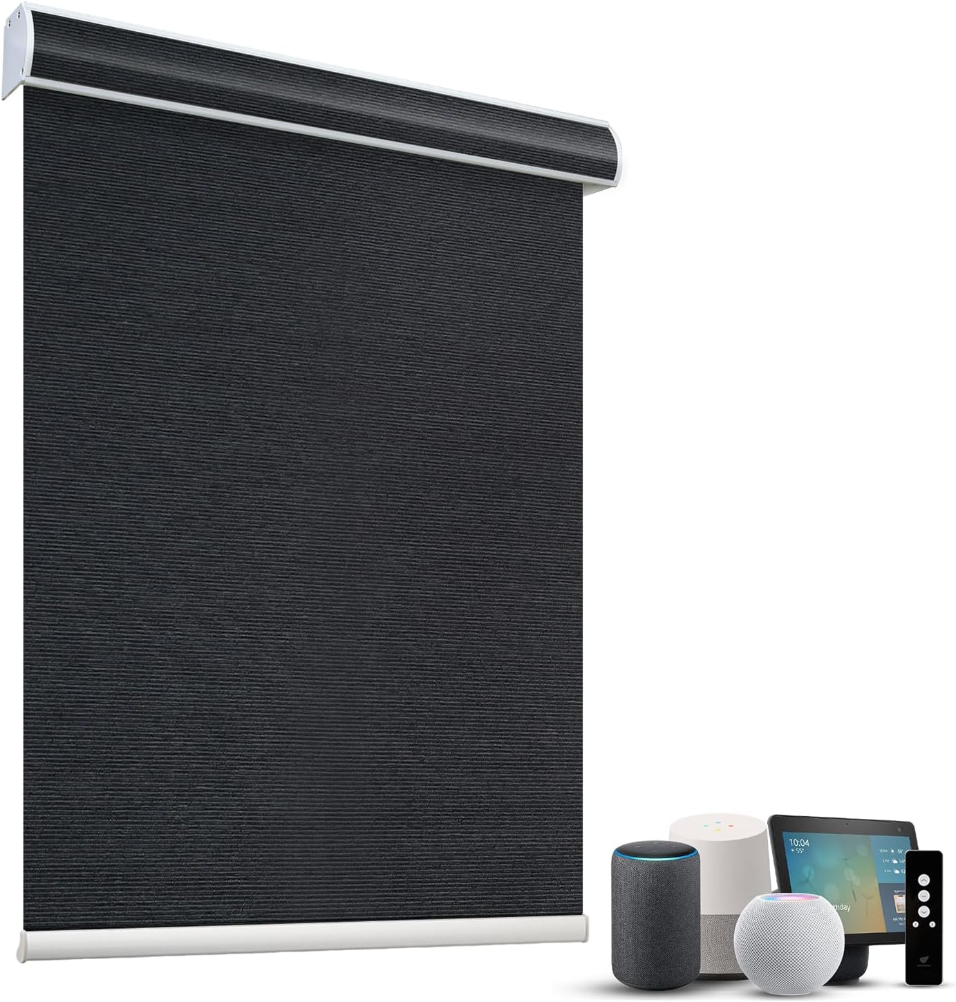 SmartWings Motorized Light Filtering Roller Shades 60% Blackout Custom Size, Rechargeable Battery, Works with Matter/Apple HomeKit, Alexa, Thread/Zigbee, Remote Optional, 60% Twilight Obsidian