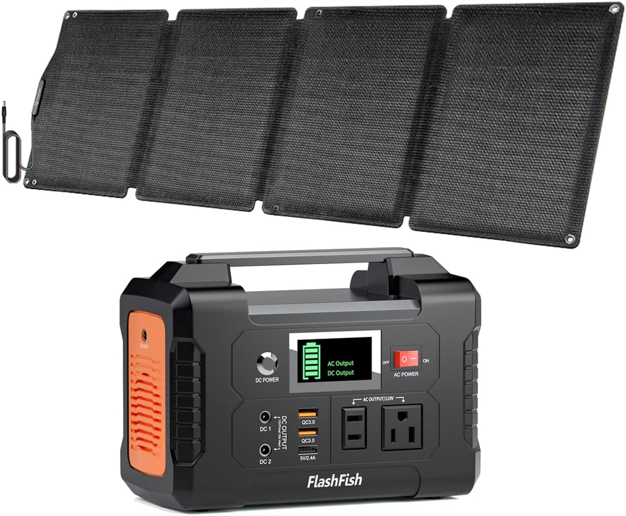 Portable Power Station With Solar Panel Included, Flashfish 200W Solar Generator+60W Solar Panel(DC Output),Backup Power Emergency Power Supply For Home Blackout/RV/Camping
