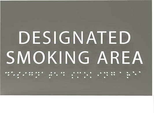 6" X4" Designated Smoking Area Sign - ADA Compliant Tactile Graphics Grade 2 Braille Text | Smoking Permitted Wall Signs for Offices, Private Businesses, Schools, and Restaurants