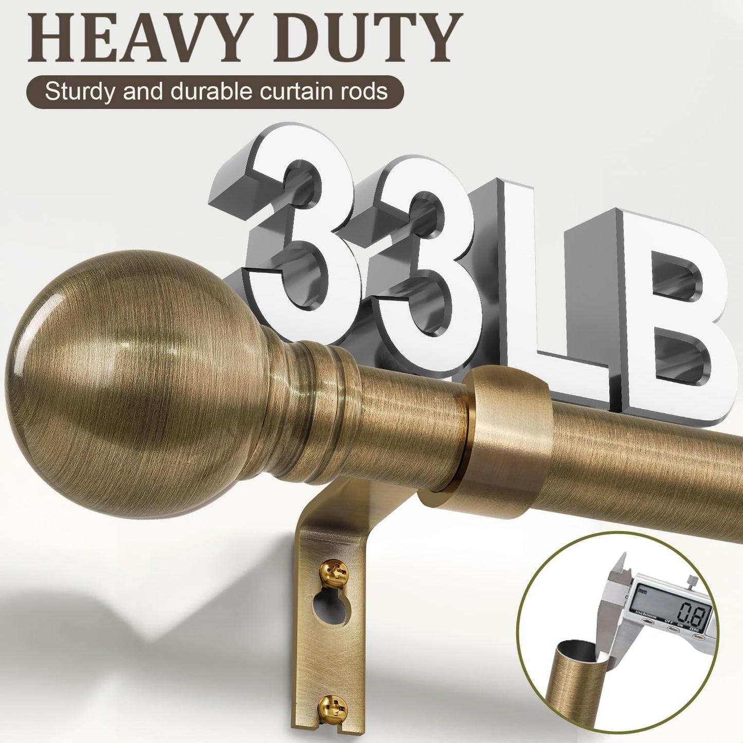 Antique Bronze Curtain Rods for Windows 72 to 144 Inch Long Brass Window Curtain Rod 1" Diameter Adjustable Heavy Duty with Metal Finials for Living Room Bedroom Farmhouse Kitchen Outdoor