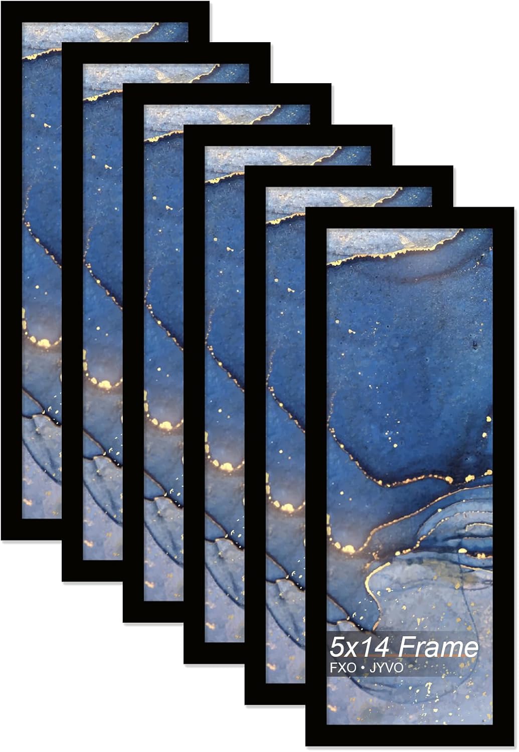 5x14 Picture Frame Set of 6, Black Frame for 5 x 14 Inch Picture Poster Photo, Light Weight and High Transparent 5 by 14 Frame for Wall - 6 Pack/Black/5"x14"