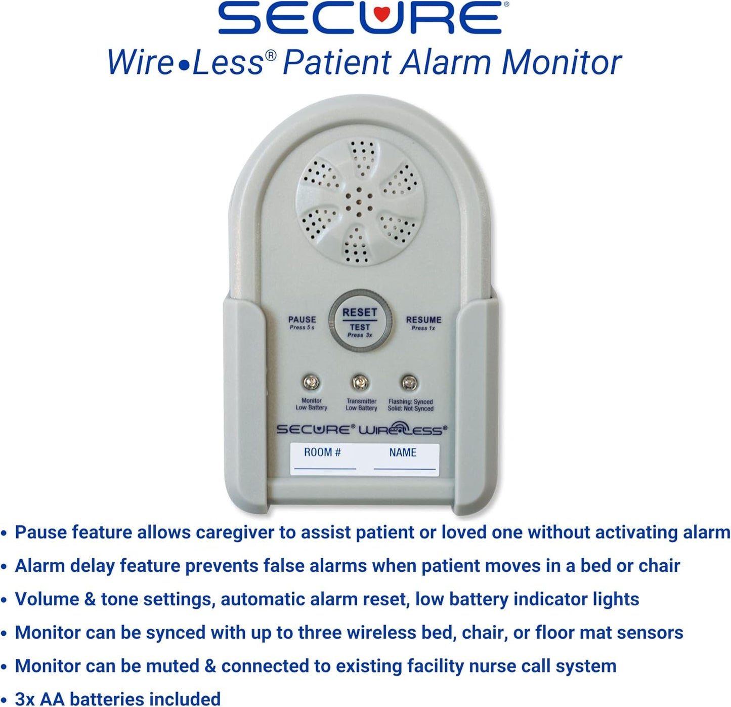 Secure Large Bed Alarm for Elderly Adults - Wireless Sensor Pad (24"x30") & Monitor with Protective Holder - Smart and Reliable Fall Prevention for Seniors and Dementia Patients