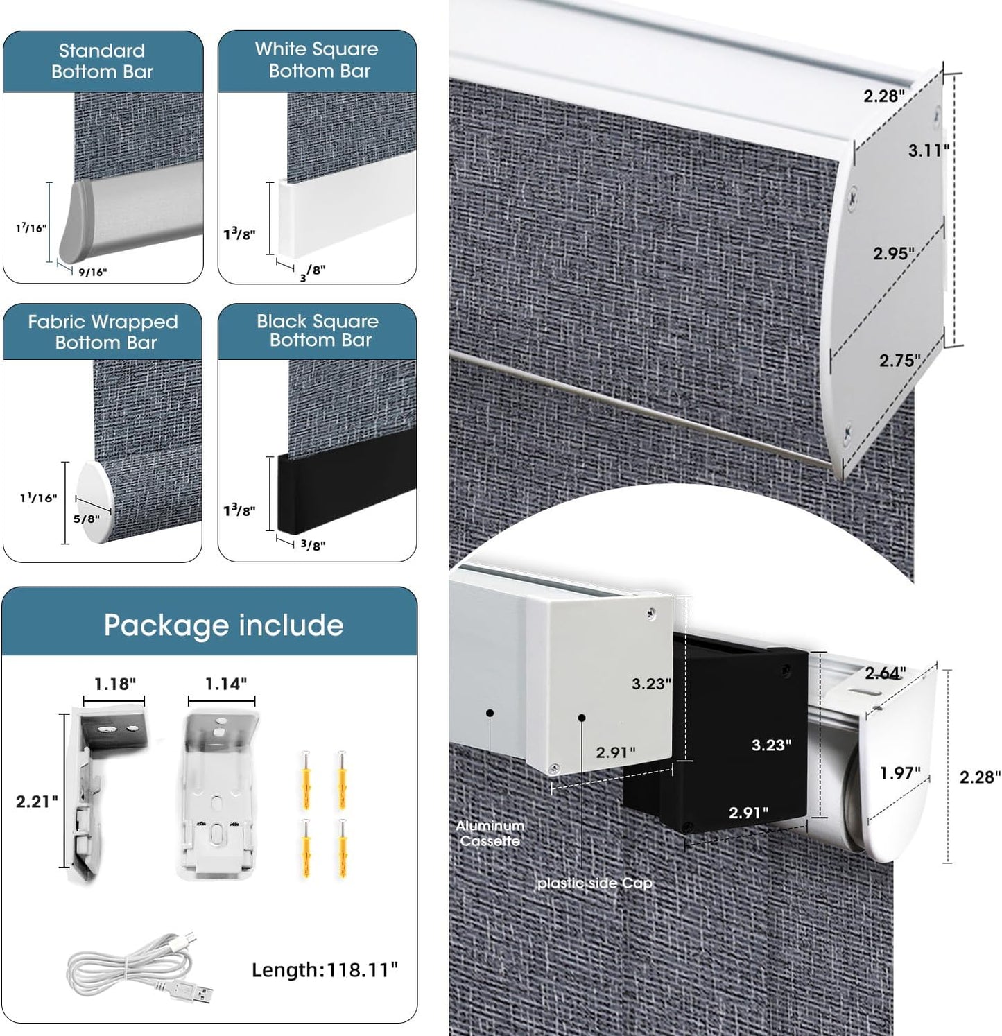 SmartWings Motorized 100% Blackout Shades Blinds, Custom Size, Cordless Window Shades Rechargeable Battery, Work with Matter/Apple HomeKit, Alexa, Thread/Zigbee, Remote Optional, Eclipse Charcoal