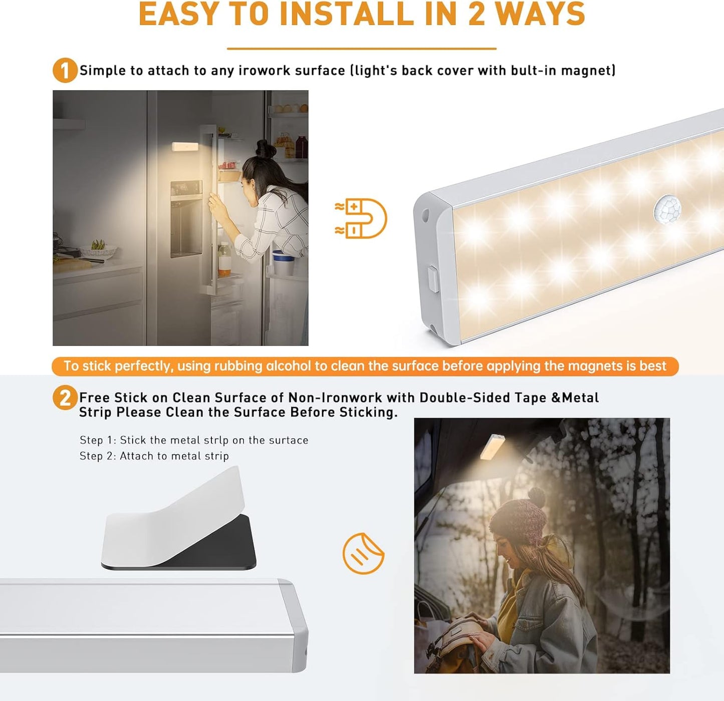 LED Closet Light with Charging Station, 5 Pcs Dimmer Rechargeable Motion Sensor Under Cabinet Lighting, Stick-Anywhere Night Safe Light Bar for Wardrobe,Kitchen-Warm