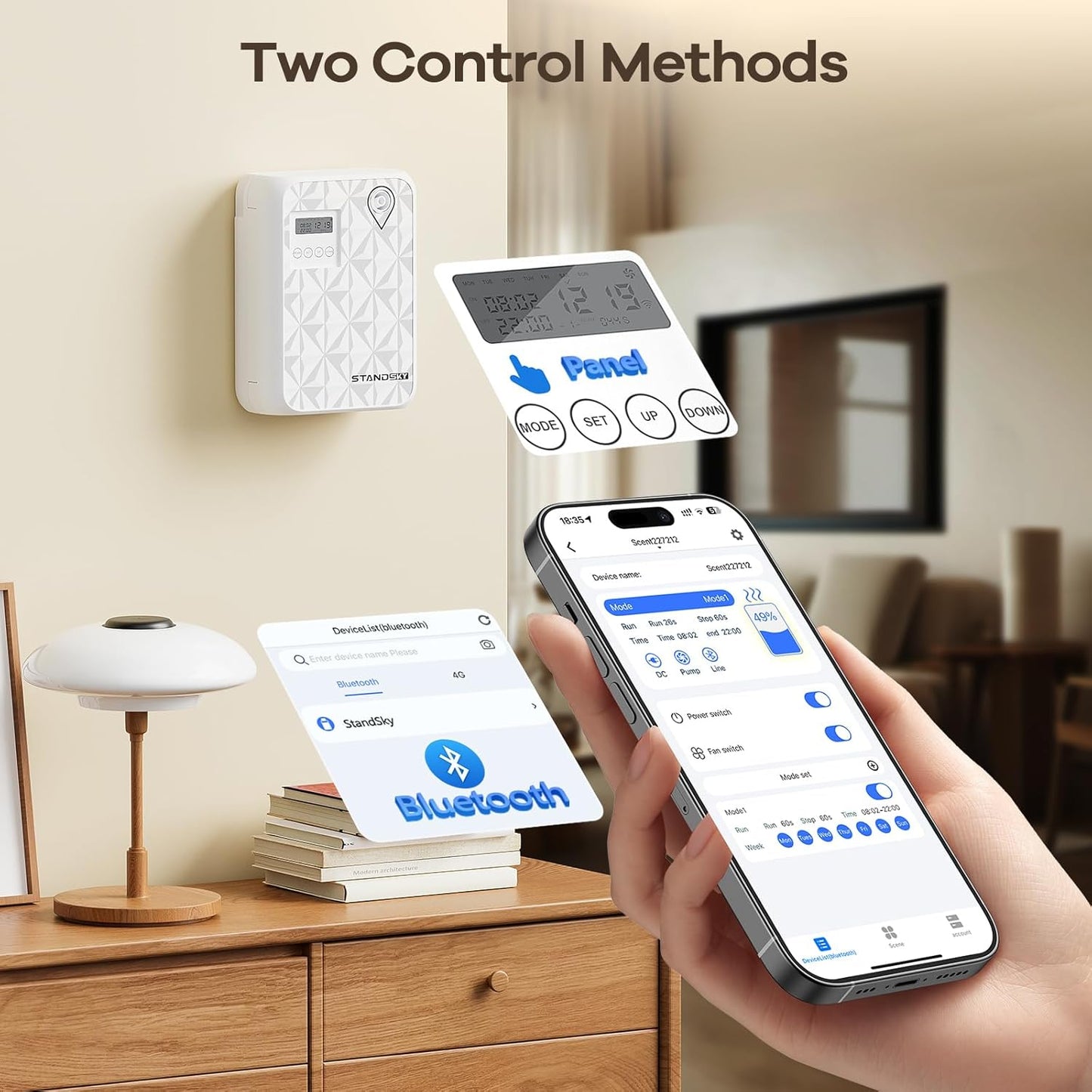 Waterless Essential Oil Diffuser, Hotel Scent Diffuser, Essential Oil Diffuser Large Room Up to 3000 Sq.Ft, 500mL Capacity Home Diffusers for Large Home, Whole House Air Freshener (White)