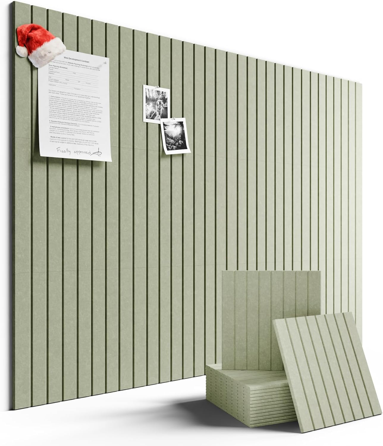 Large Felt Bulletin Board 48" x 36" Cork Board Alternative-12 Pack with 70 Safe Removable Adhesive Tabs, Cork Boards for Walls Cork Board for Home Office Classroom Pin Board (Sage)