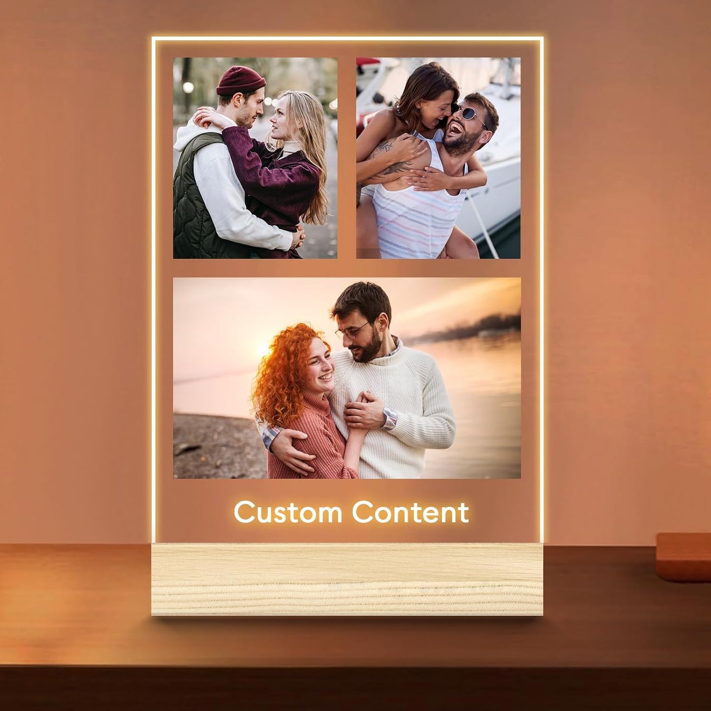 Personalized Picture Frame, Custom Tabletop Photo Frame with Light, Customized Gift for Mom/Father/Kid/Friend/Pet - Birthday, Valentine’s Day, Mother's Day, Father's Day, Christmas (R04)