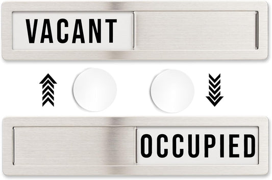 Stainless Steel Vacant/Occupied Privacy Sign for In Out Office Room Use, Vacant and Occupied Bathroom or Business Indicator Signs - All Metal Professional Design