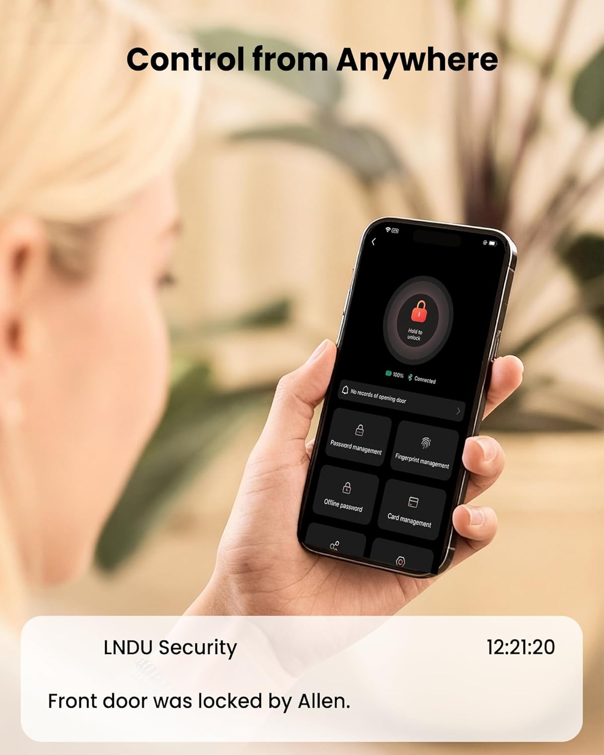 Smart Lock for Front Door HK01: Apple Home Ecosystem Fingerprint Keyless Door Lock, Supports Apple Home, App Remote Control Keypad Door Lock, Easy Installation Auto-Lock