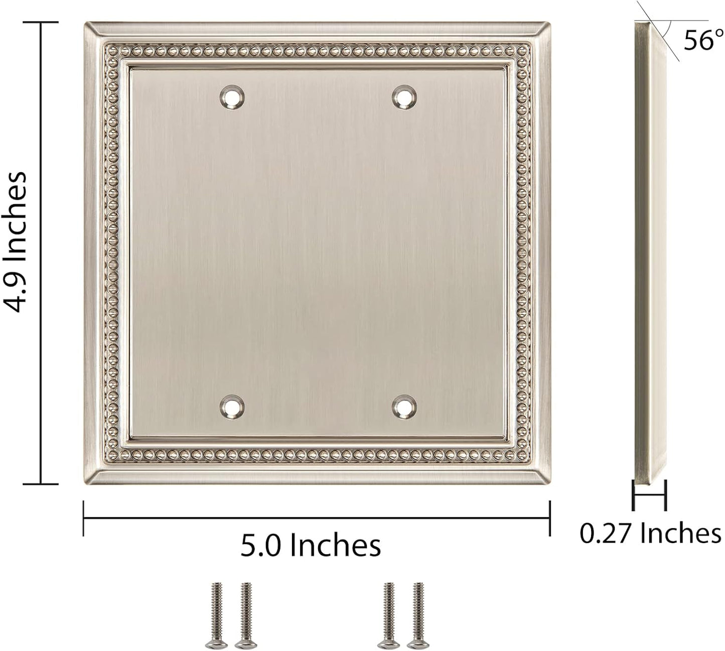 Henne Bery Sunken Pearls Heavy Duty Decorative Wall Plate Switch Plate Outlet Cover (Double Blank, Satin Nickel)
