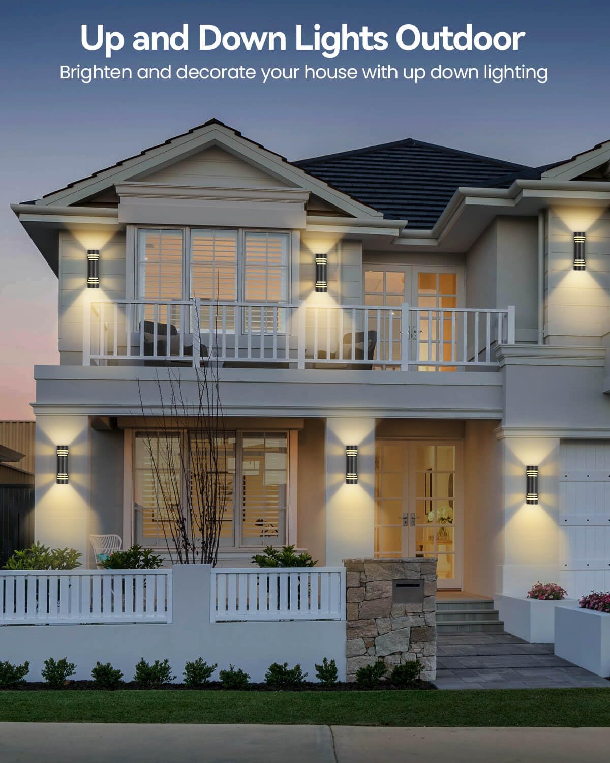 Dusk to Dawn Outdoor Lighting 2 Pack, Modern Outdoor Wall Lights Black Exterior Lighting Fixtures with E26 Base, Cylinder Sconce Waterproof Outdside Lights for House Porch, Bulbs Include