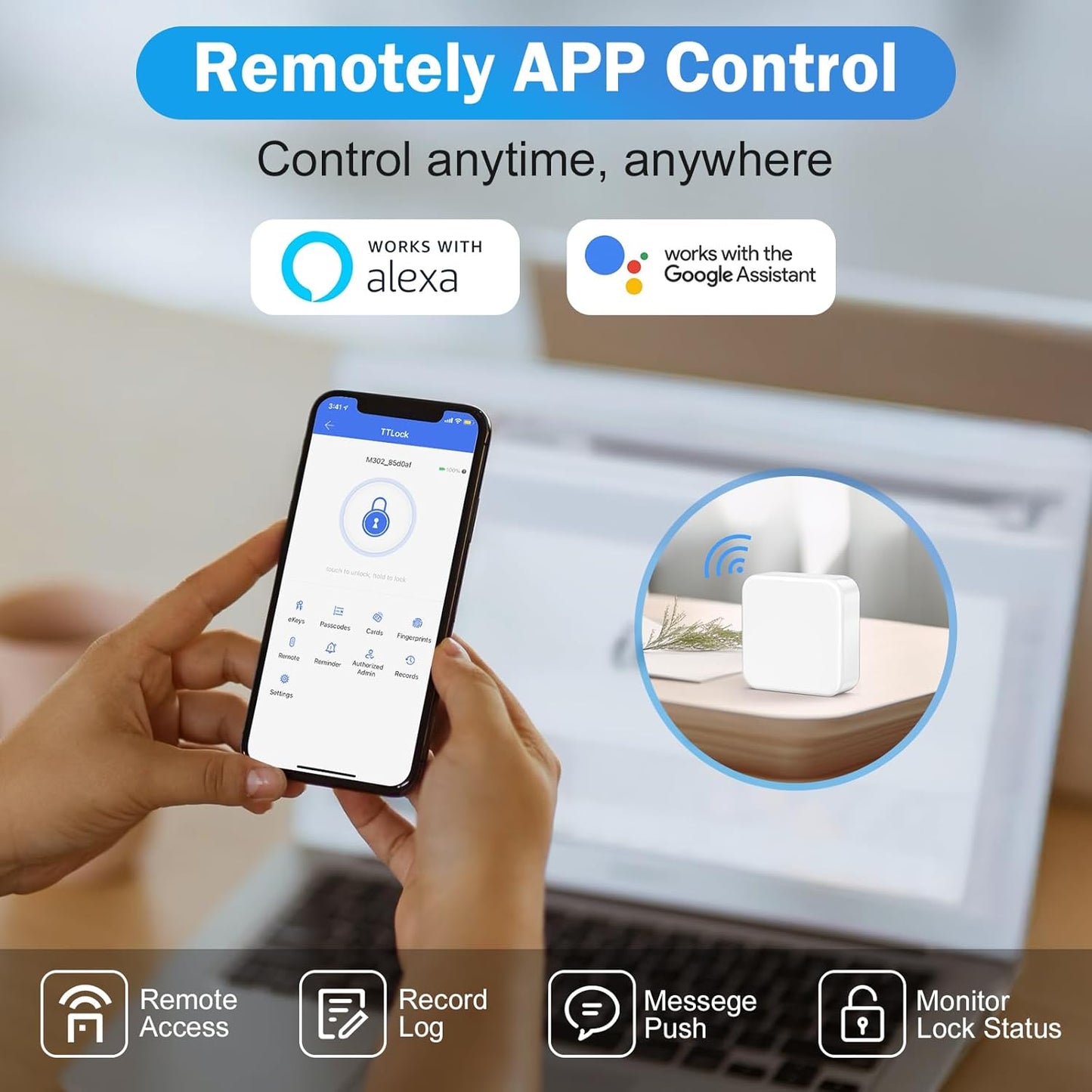 WiFi Smart Door Lock Keyless Entry with Gateway and Handles Fingerprint Touchscreen Keypad IC Card Key APP Type-C Charging Unlocking 6 in 1 Electric Biometric Digital Deadbolt for Front Doors