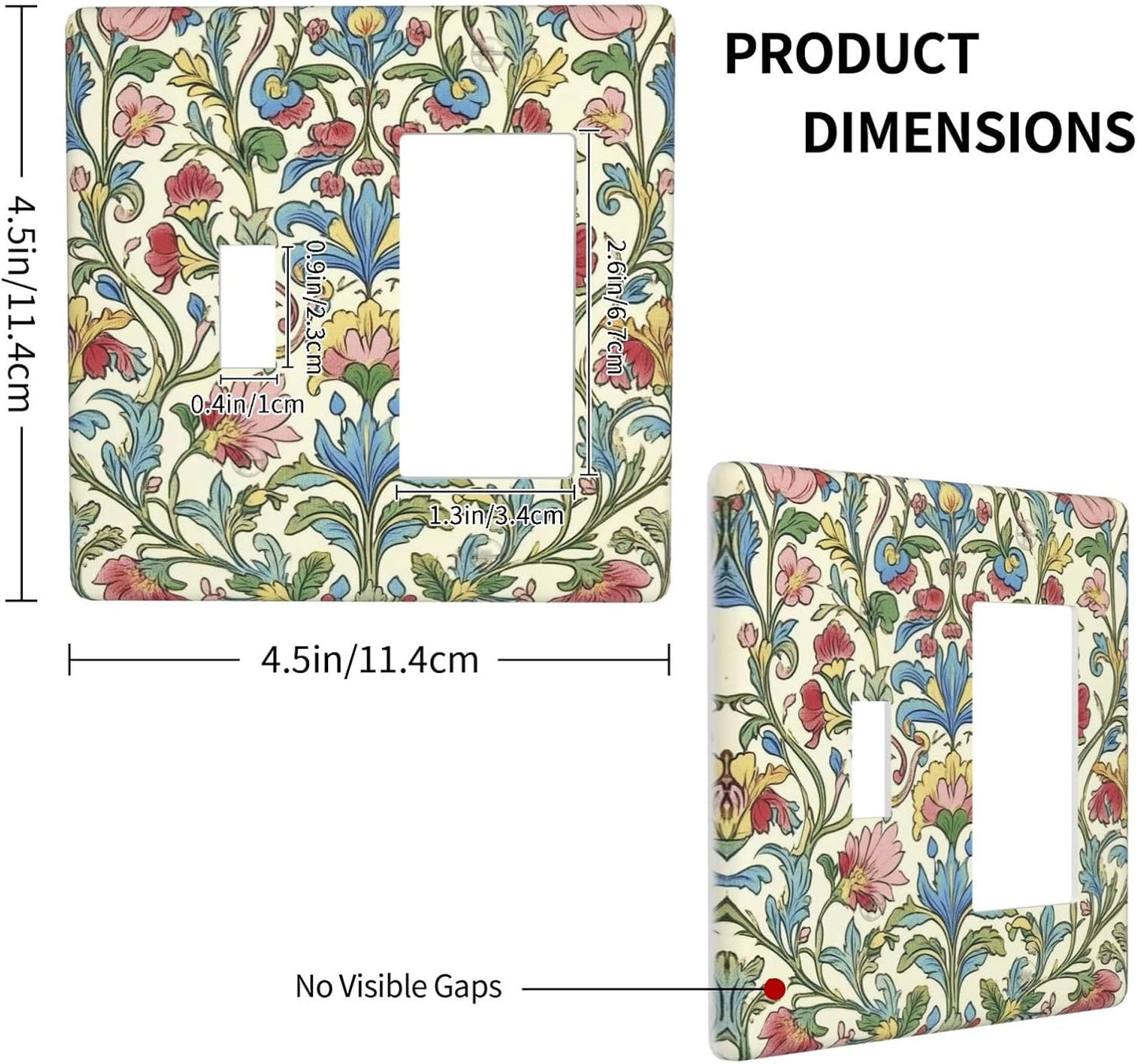 Outlet Covers Boho Red Floral Morris Plant Leaves 1 Toggle 1 Rocker Combination Decorative Wall Plate Electrical Switch Plates Light Switch Cover Plate For Farmhouse Cabin Decor