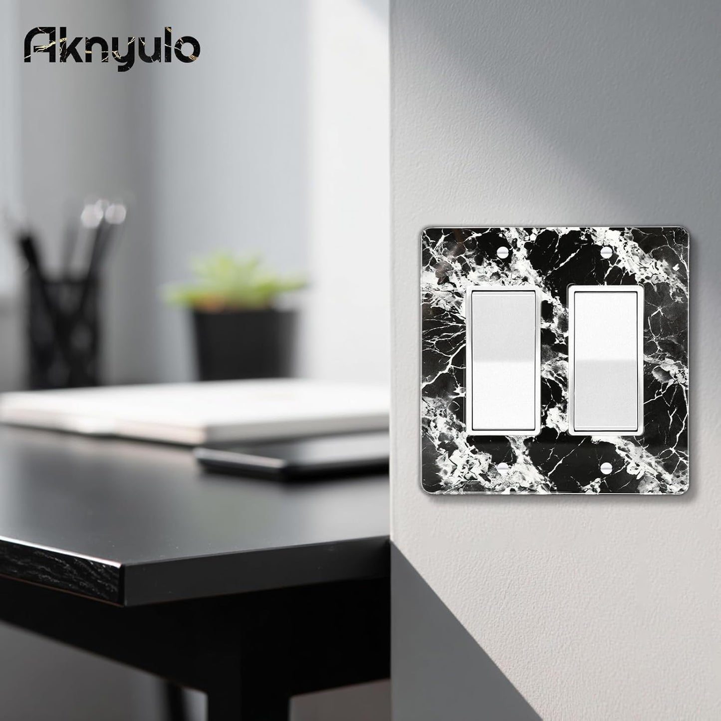 Black White Marble Pattern Acrylic Wall Plate Cover Switch Plate Covers Cover Light Switch Cover Switch Cover Decorative Electrical Outlet Cover Plates Outlet Covers Switch Cover 2 Gang