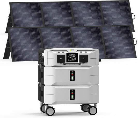 IEE SP5000 Power Station 5120Wh with 2x200W Portable Panel, 120/240V 5000W AC Output(9000W Peak), Portable Generator for Home Backup Outdoors Camping RV Emergency