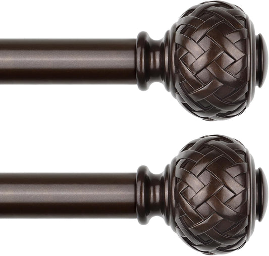 TONIAL 2 Pack Bronze Curtain Rod 32 to 86 Inches, 7/8 Adjustable Curtain Rods for Windows 20 to 82 Inches, Splicing Drapery Rods Heavy Duty with Netted Texture Finials