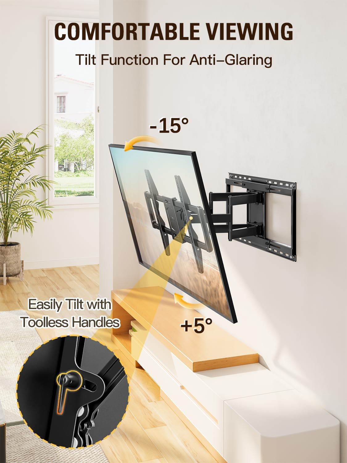 Mounting Dream Sliding TV Wall Mount for 42-86" TVs, Full Motion Articulating Dual Arms, Easy TV Centering, Max VESA 600x400mm, 132 lbs, MD2198
