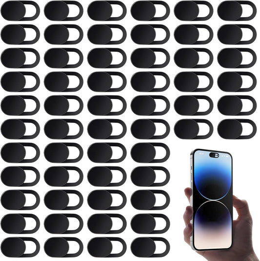 60 Pcs Webcam Cover Slide, Ultra Thin Laptop Webcam Covers, Strong Adhensive Computer Camera Covers Slide, Phone Camera Cover, Black ABS Material, Protect Privacy & Security