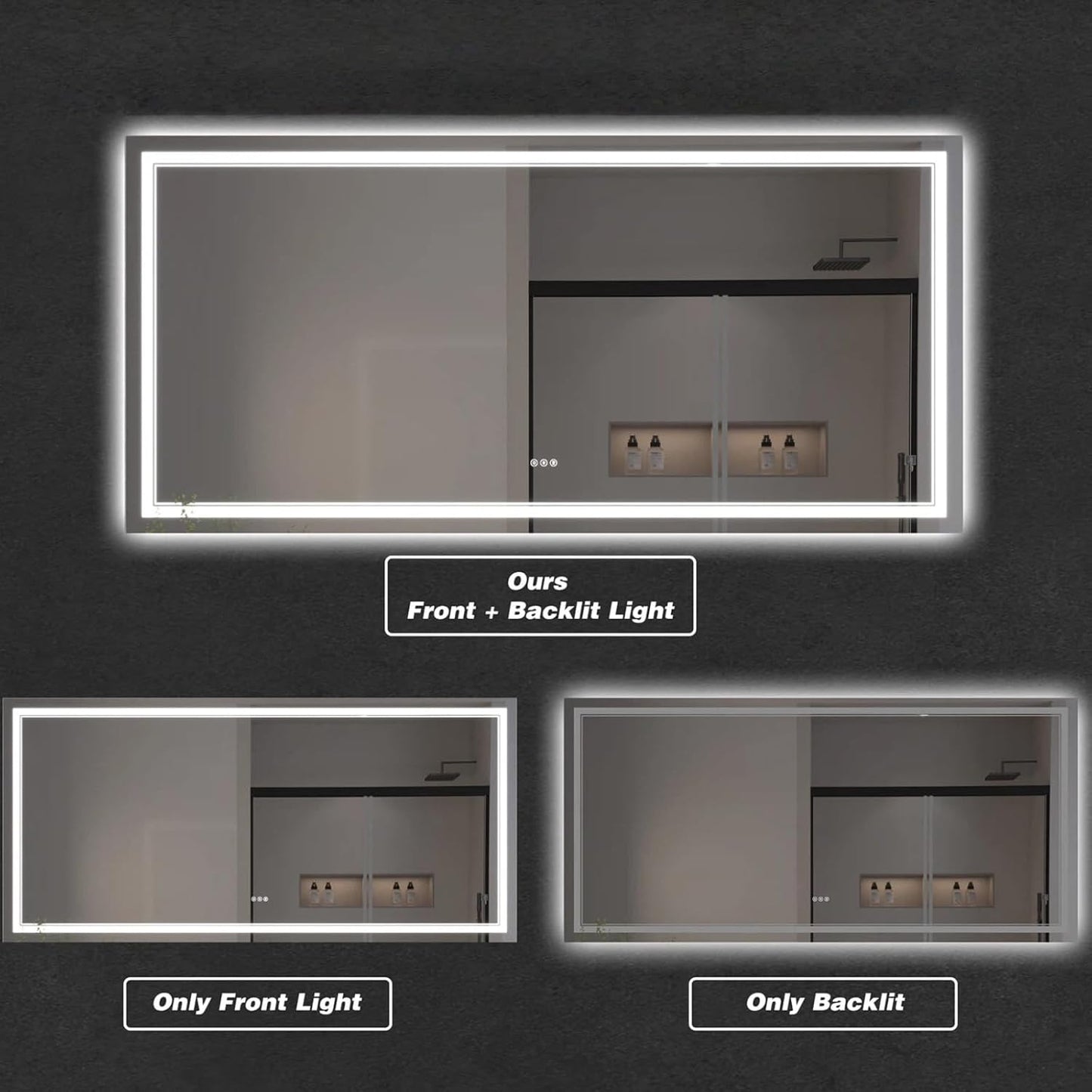 LED Bathroom Mirror with Lights, Wall Mirrors