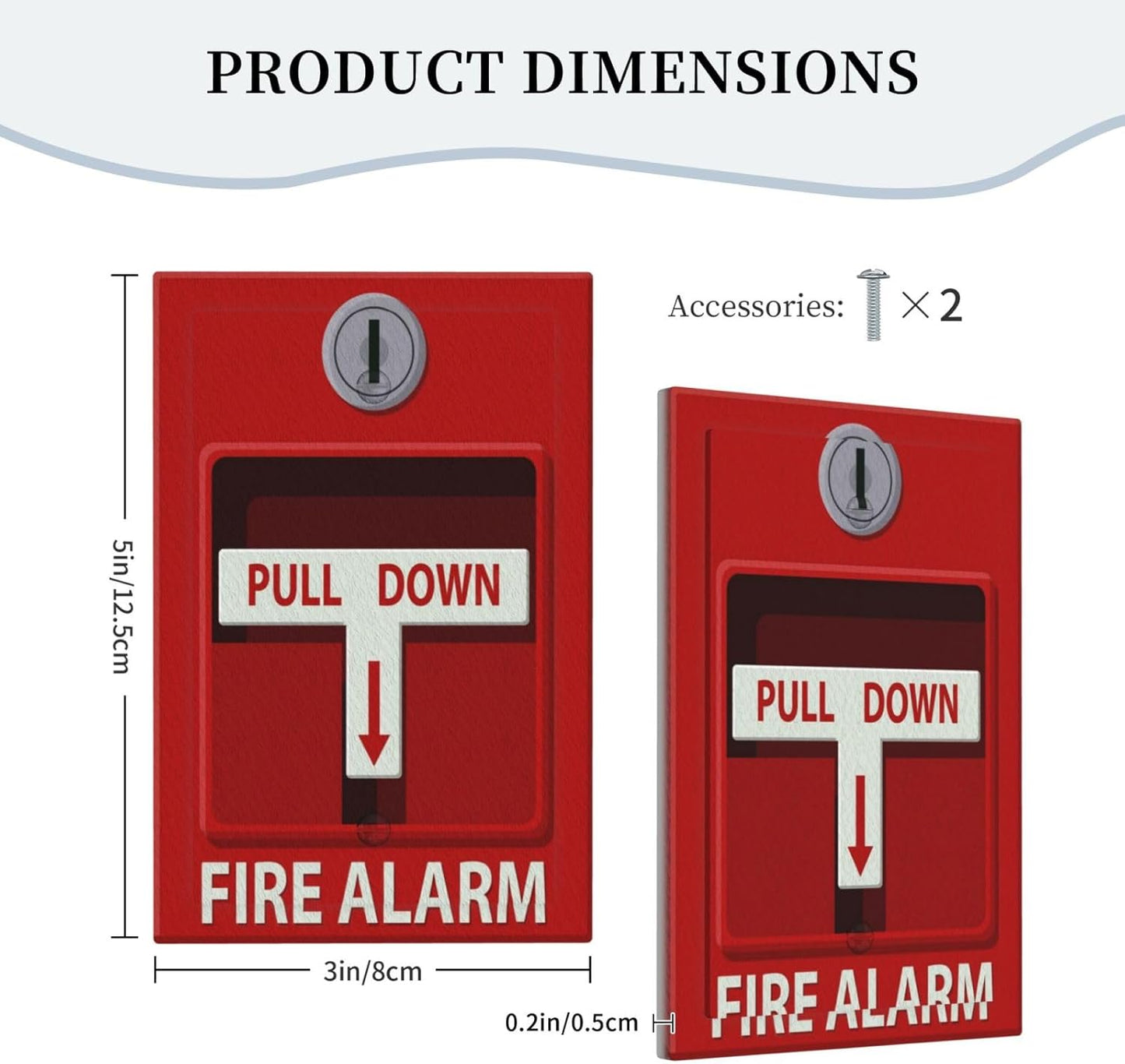 Decorative Light Switch Plate Covers Red Fire Alarm Novelty 1 Gang No Device Single Blank Outlet Covers Wall Plate Light Switch Cover Plate Faceplate for Bedroom Home Decor