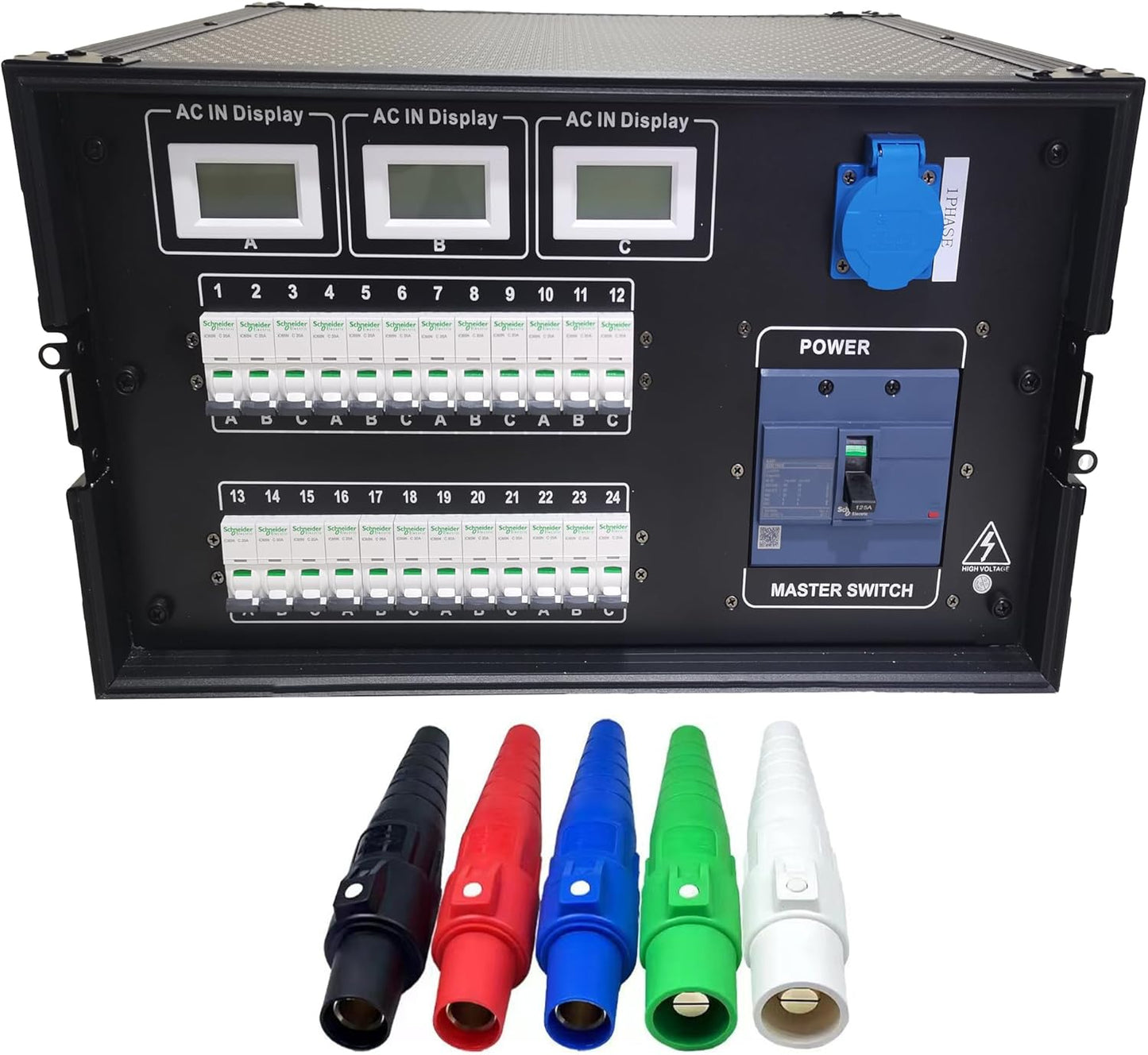 JUNMAN 24 Channel Powercon Power Distro Distributor Box for DJ Stage Lighting Party Event Show