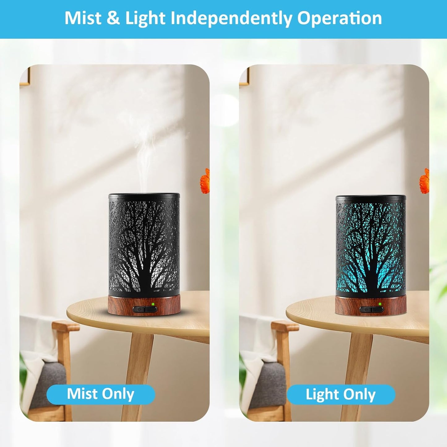Essential Oil Diffuser - 150ML Metal Aromatherapy Diffuser for Essential Oils with 7 Colors Lights Gifts for Mom Auto Shut-Off & Ultrasonic Cool Mist Diffuser, Ambience for Home
