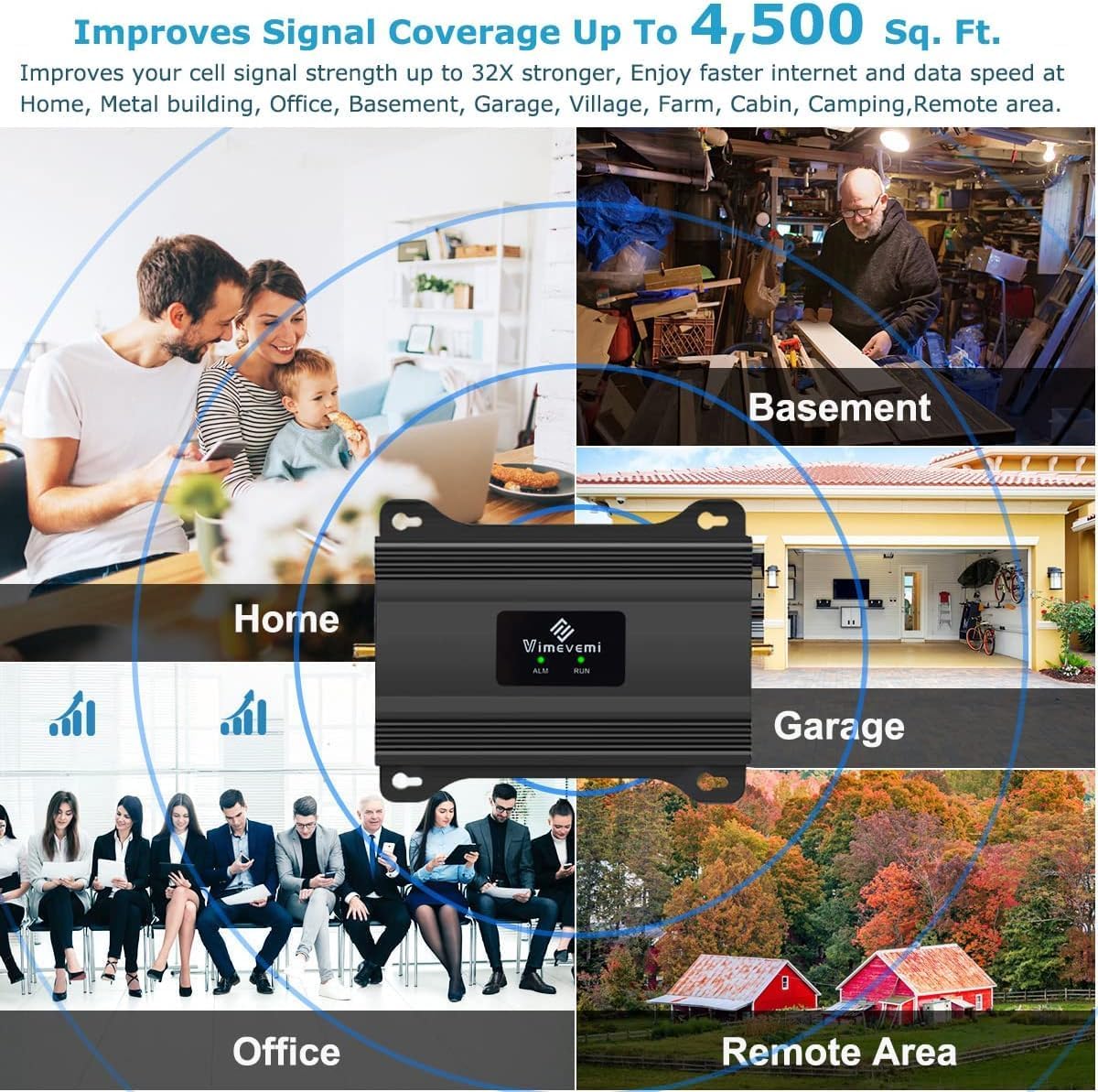 Cell Phone Signal Booster for AT&T 5G 4G LTE Band 12/17 | Up to 2500 Sq Ft Coverage for Home & Office
