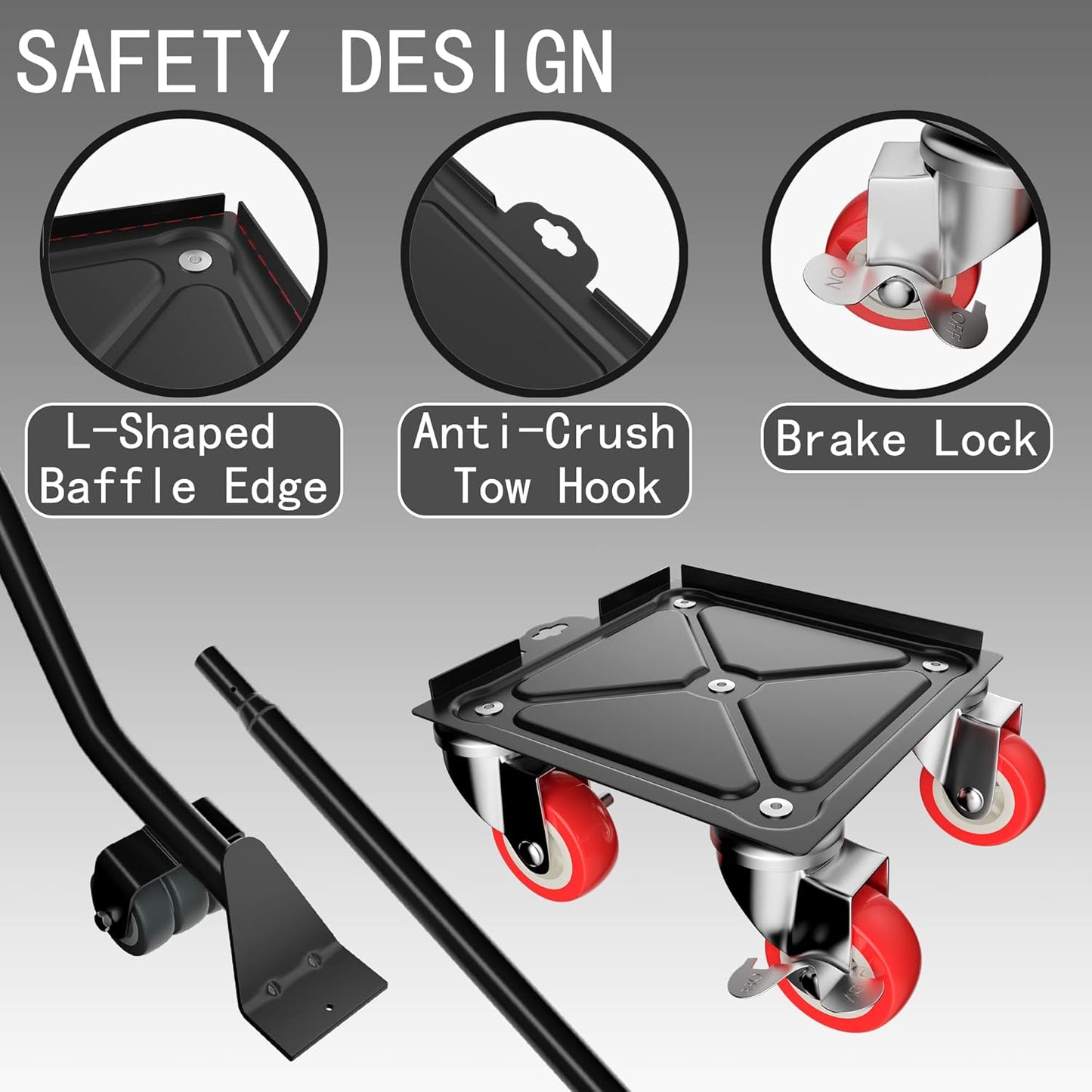 Furniture Dolly,Furniture Movers with 5 Wheels,Carbon Steel Panel Heavy Duty Dolly,Furniture Lifter with 5 360° Rotatable Rubber Universal Wheels,Maximum Load 3474LBS
