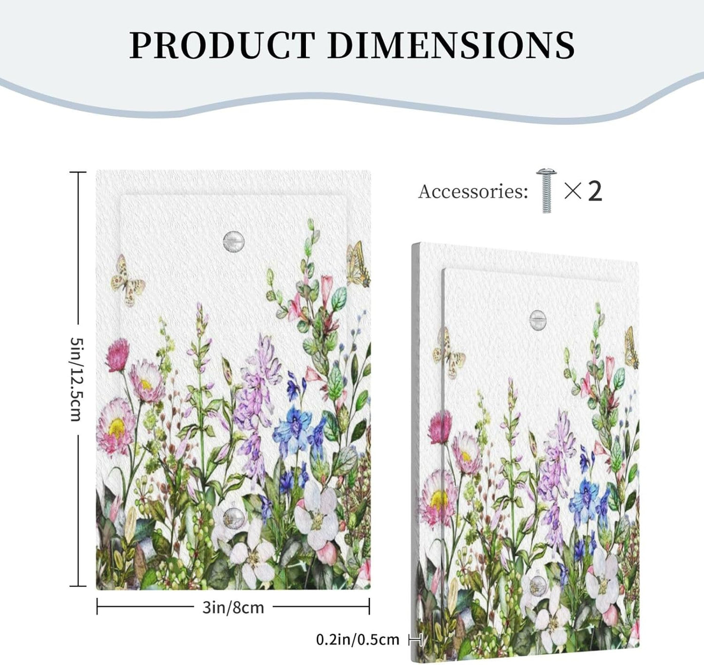 Decorative Light Switch Plate Covers Rustic Pink Flower Green Leaf 1 Gang No Device Single Blank Outlet Covers Wall Plate Light Switch Cover Plate Faceplate for Bedroom Home Decor