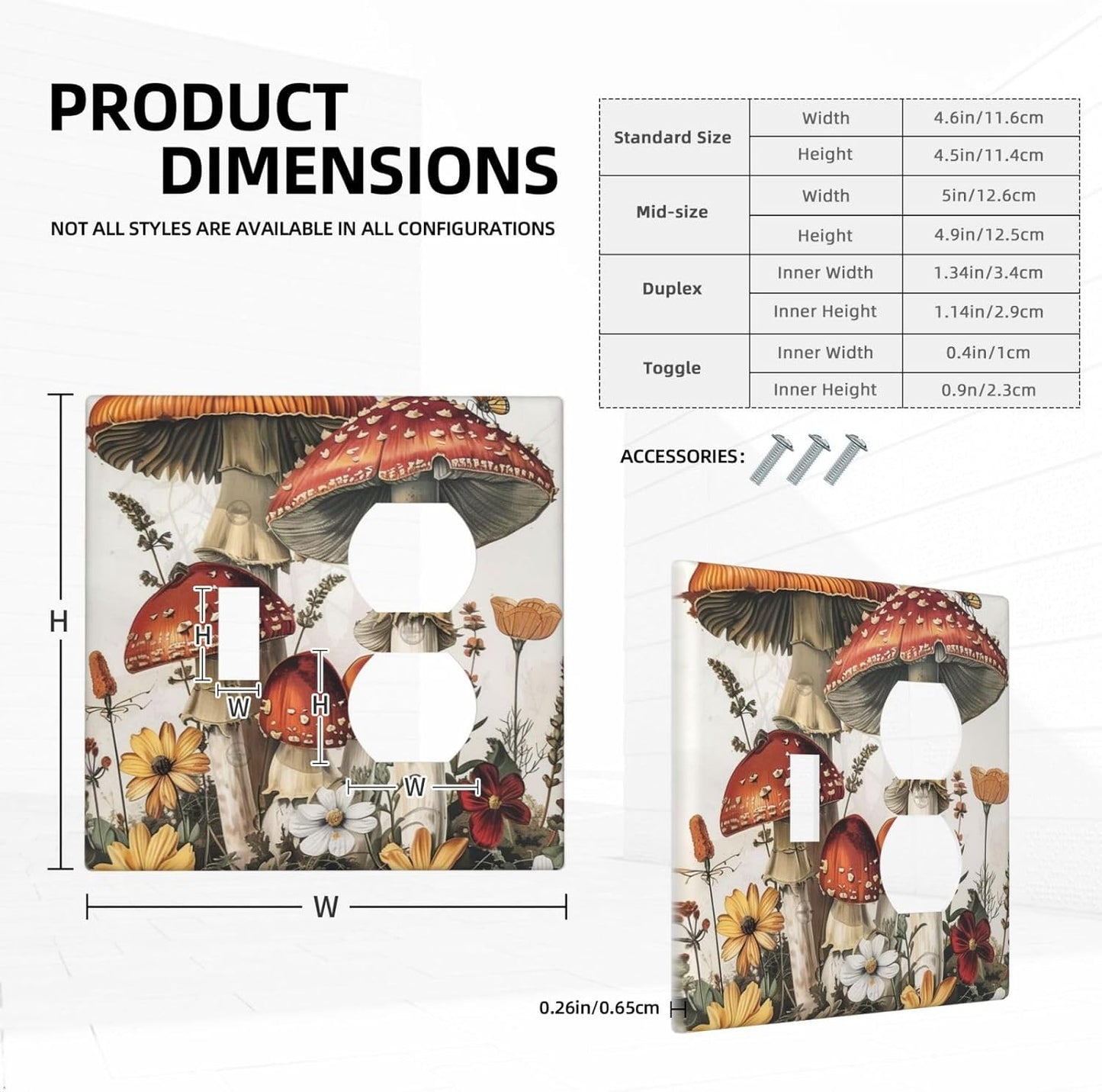 Wallplates Mushroom Forest Butterfly Wild Flower 1 Toggle 1 Duplex Switch Plate Electrical Gfci Faceplate Decorative Light Switch Covers For Bed Room Living Room Decor