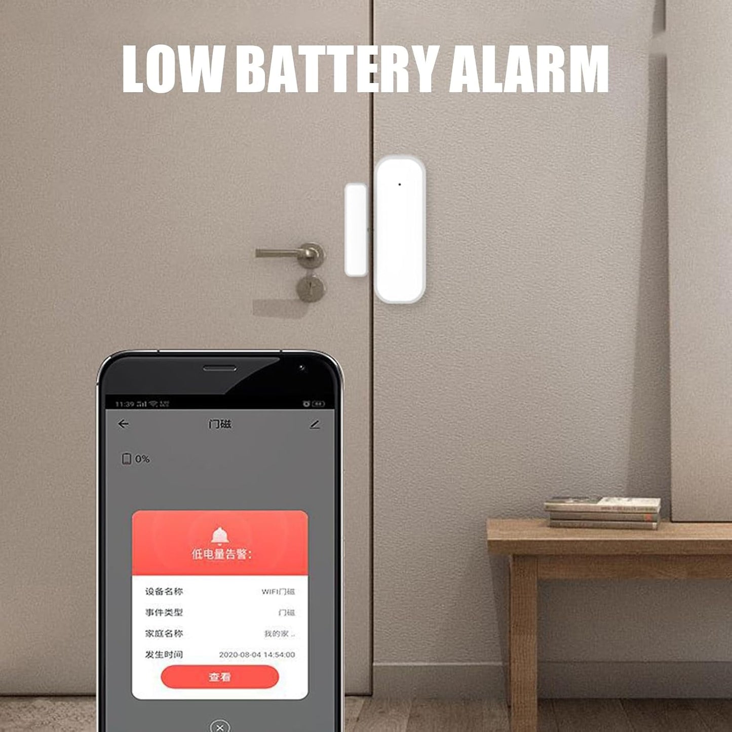 Door Sensor,WiFi Magnetic Alarm,Wireless Real-Time Window Contact Sensor - for Home Security Business Indoor Room Garage Entry Entrance