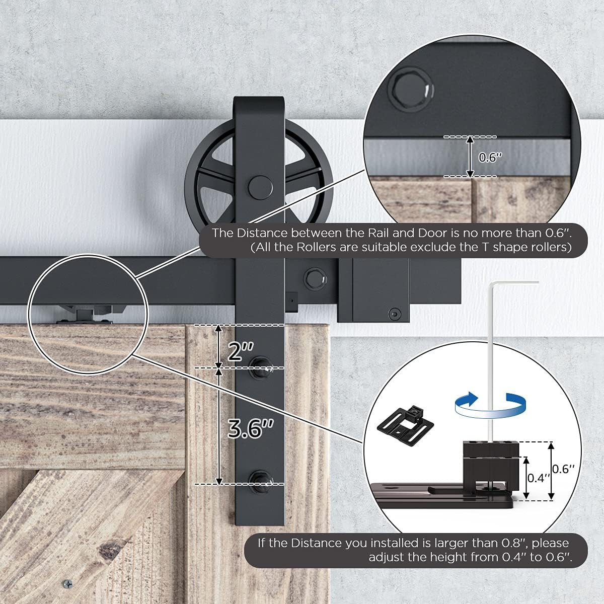 SMARTSTANDARD Barn Door Soft Close Kit, Matching 88-132 Pounds Single Door, Equipped with Spring Buffer Damper, Upgrade Hole-Free Version, 2PCS