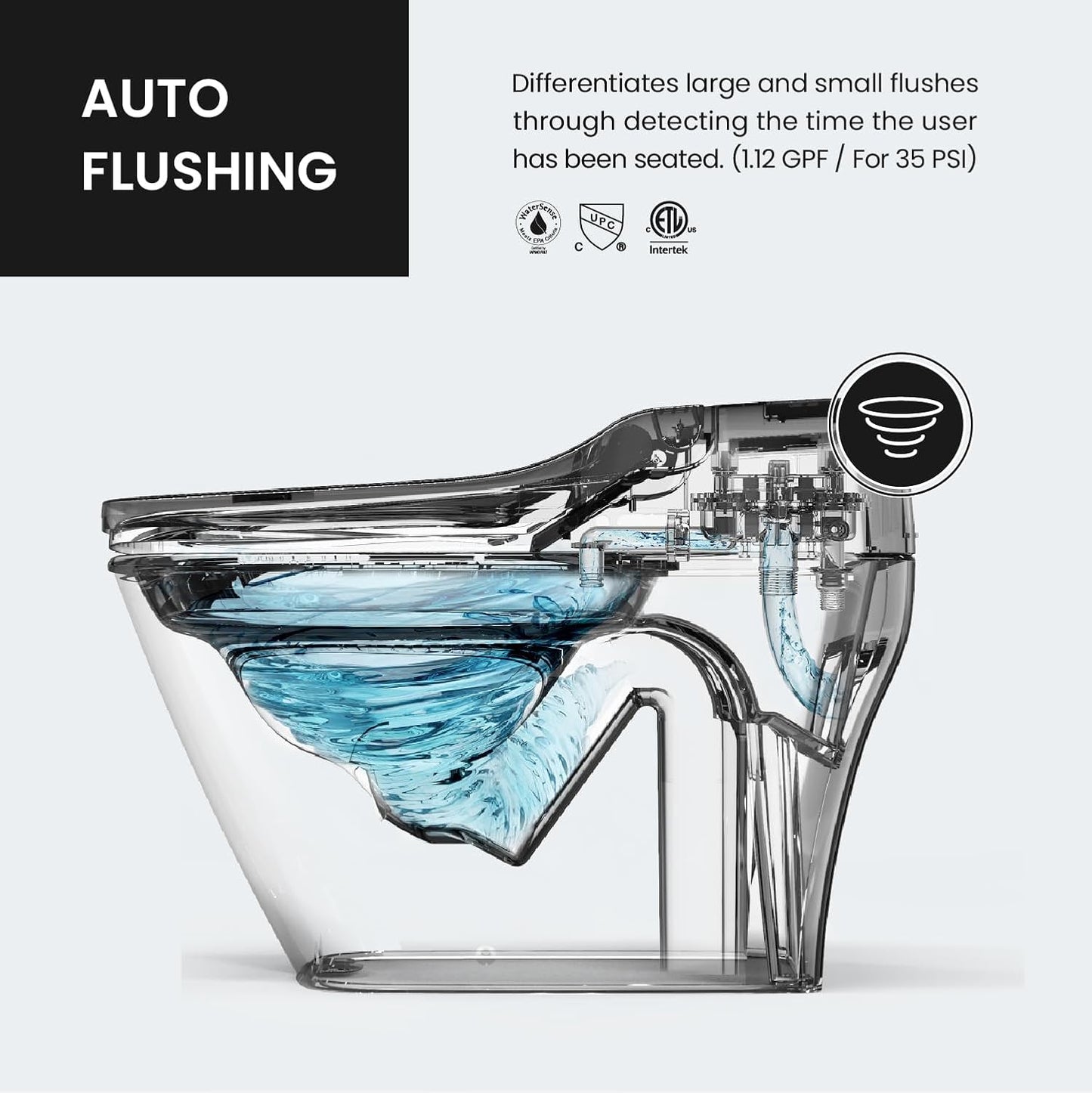 VOVO STYLEMENT TCB-090SA Smart Toilet for bathrooms, Elongated One Piece Toilet with Auto Open/Close Lid, 1.12 GPF, Auto Dual Flush, ADA Chair Height, Heated Seat, Made in Korea