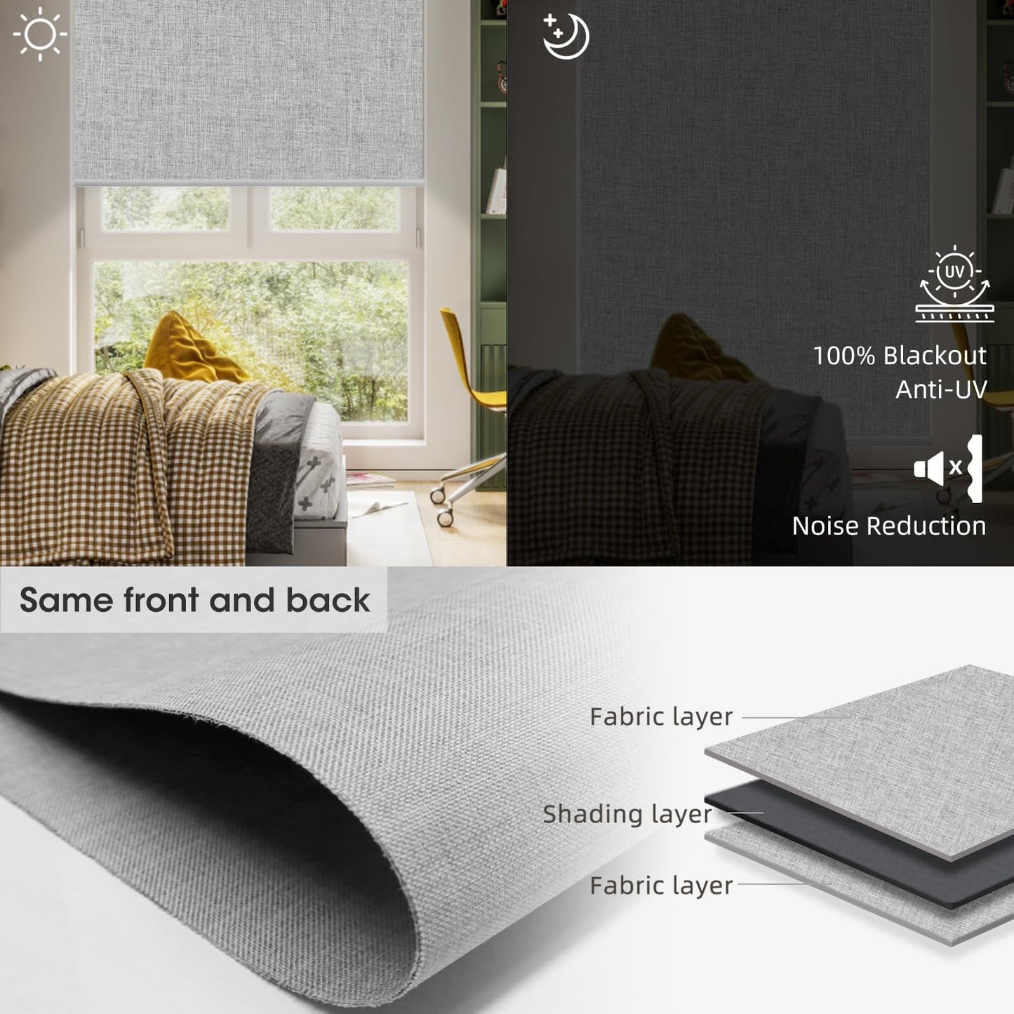 SmartWings Motorized Blinds Shades for Window Remote Control Work with Apple Homekit Thread Z-Wave Alexa Blackout Dual-Sided Automatic Smart Roller Shade Customized 16"-110" W (Bouvardia Light Grey)