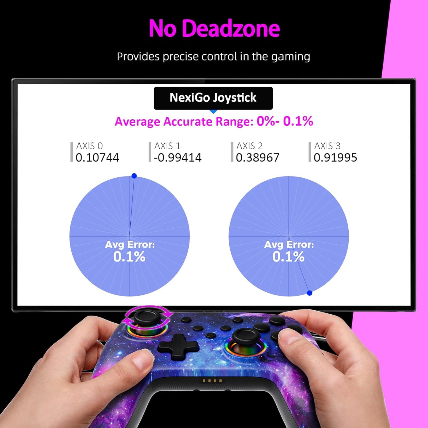 NexiGo Wireless Controller (No Deadzone) for Switch 2 and Switch, Bluetooth Controllers for Nintendo Switch with Vibration, Motion, Turbo and LED Light (Cosmic Nebula)