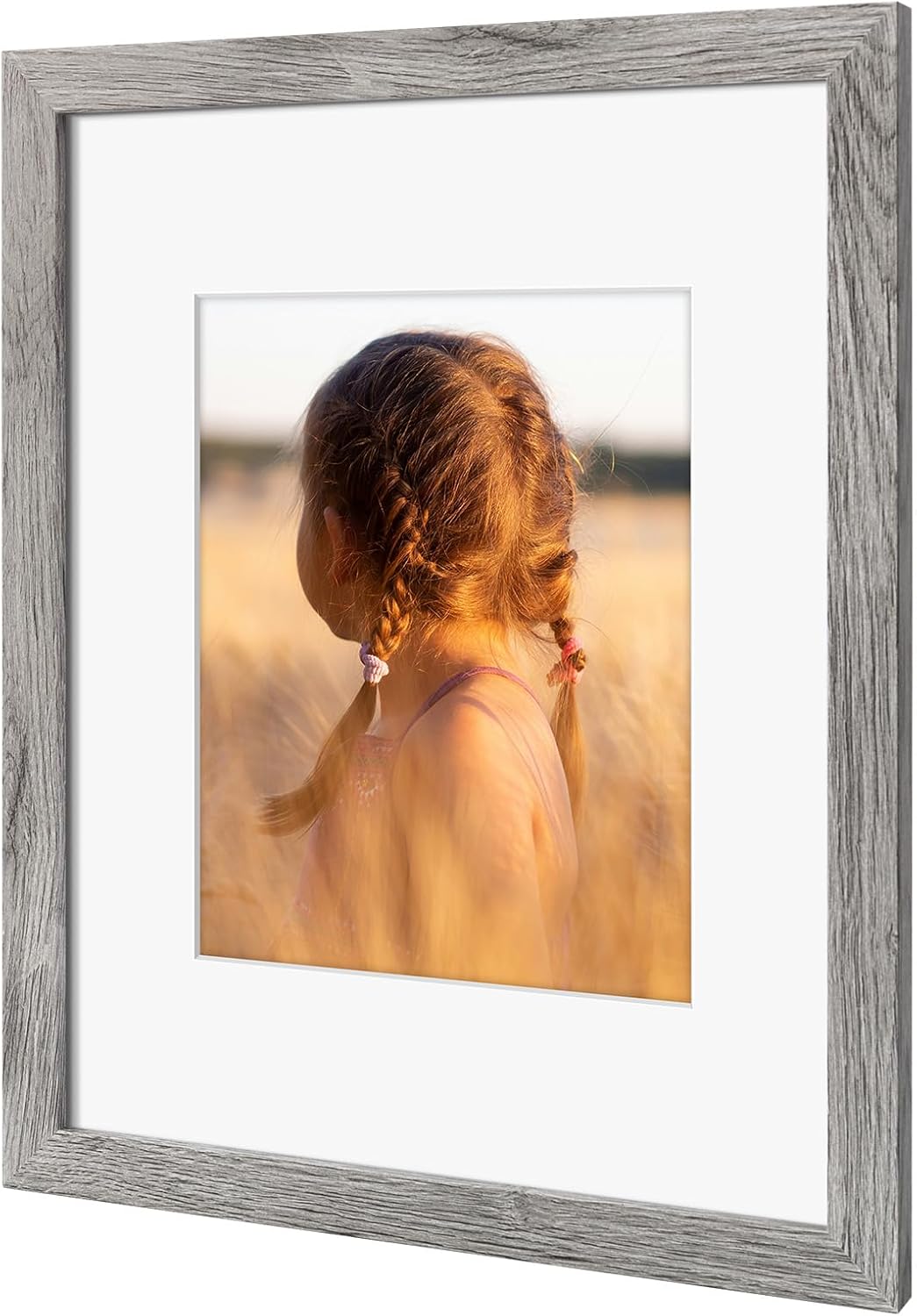 Golden State Art, 9x12 Picture Frame with Mat for 6x8 - High Definition Glass Wall Mounting Horizontal Vertical Display (Gray, 1 Pack)