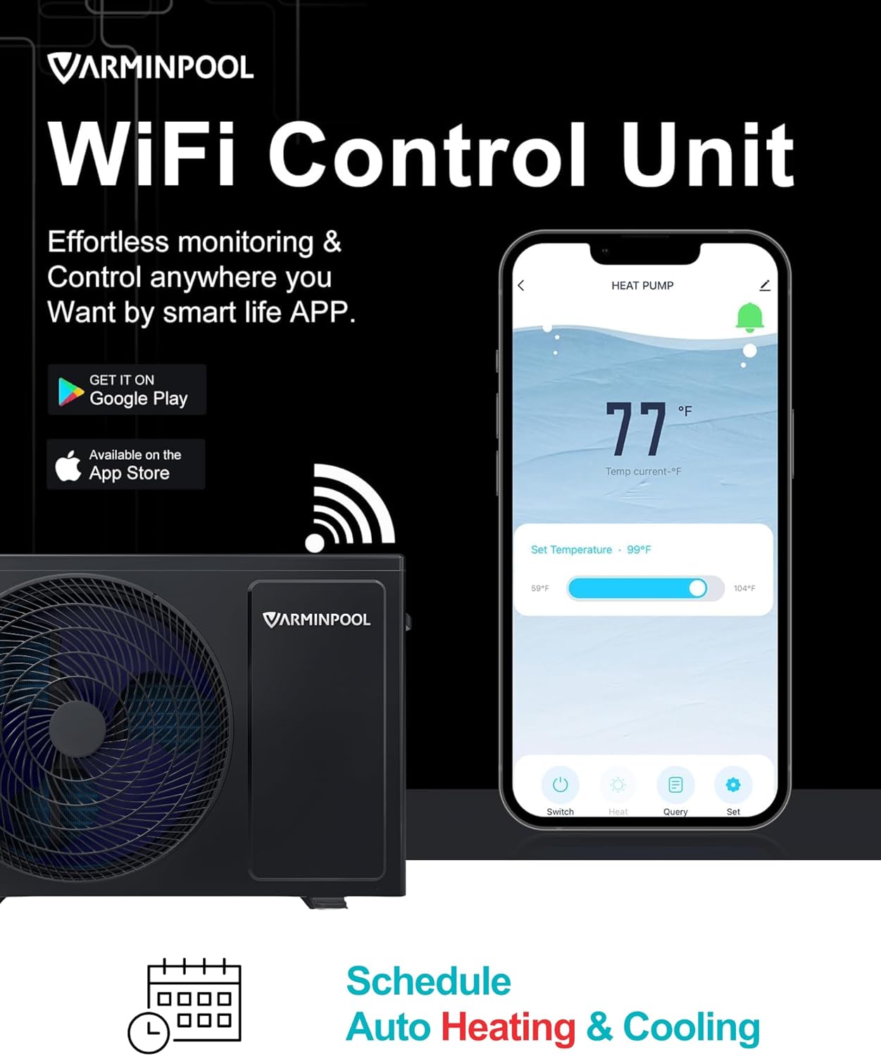 Electric Pool Heat Pump for 7000 Gallons in and Above Ground Swimming Pool, 27000 BTU Pool Heater, WiFi Remote Control & Schedule, Titanium Heat Exchanger, 120V, Energy Efficient