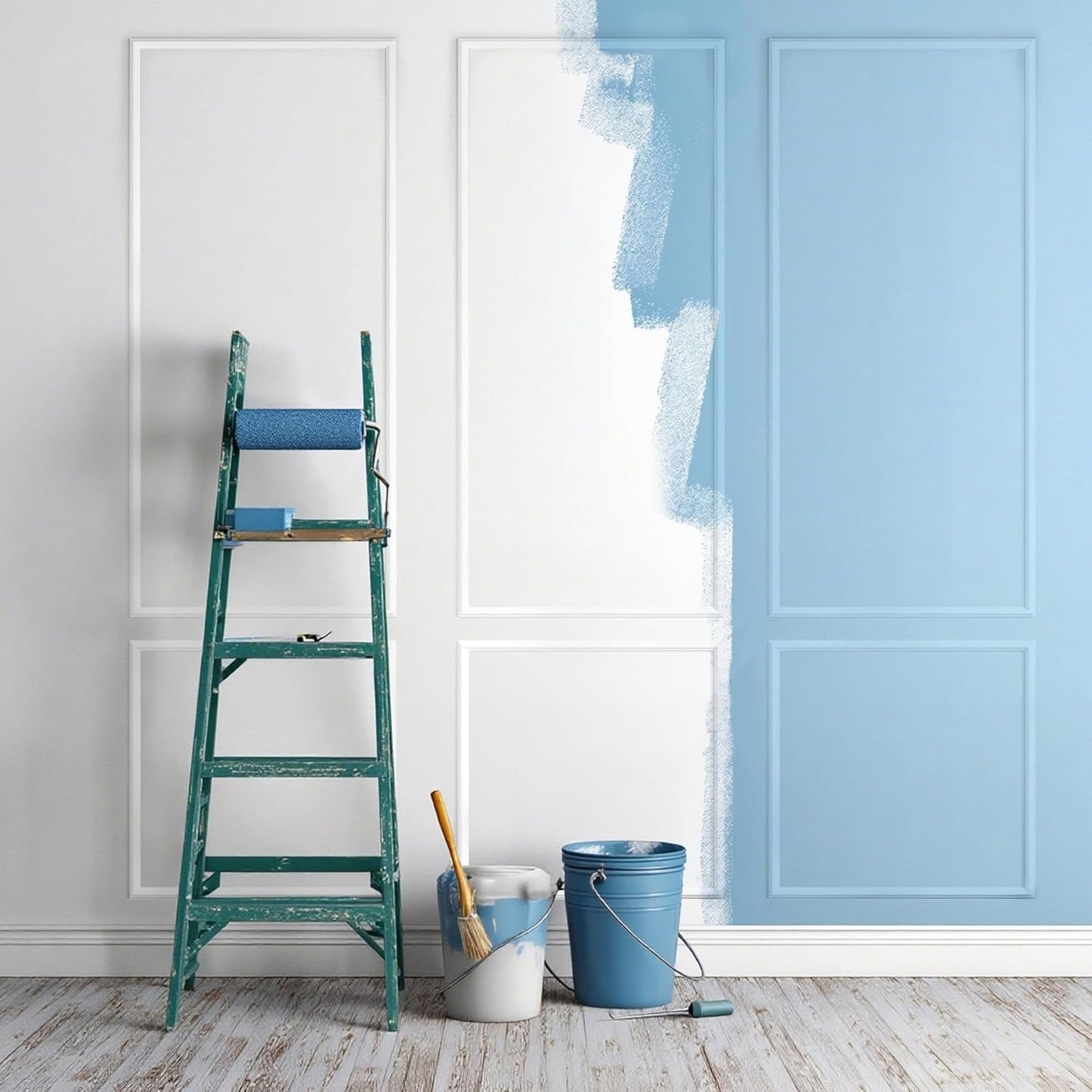 Peel and Stick Wainscoting Panels Kit, Premade Wall Molding Peel and Stick Panels for Interior Wall Trim, Easy DIY Wainscoting Panels Peel and Stick Decor