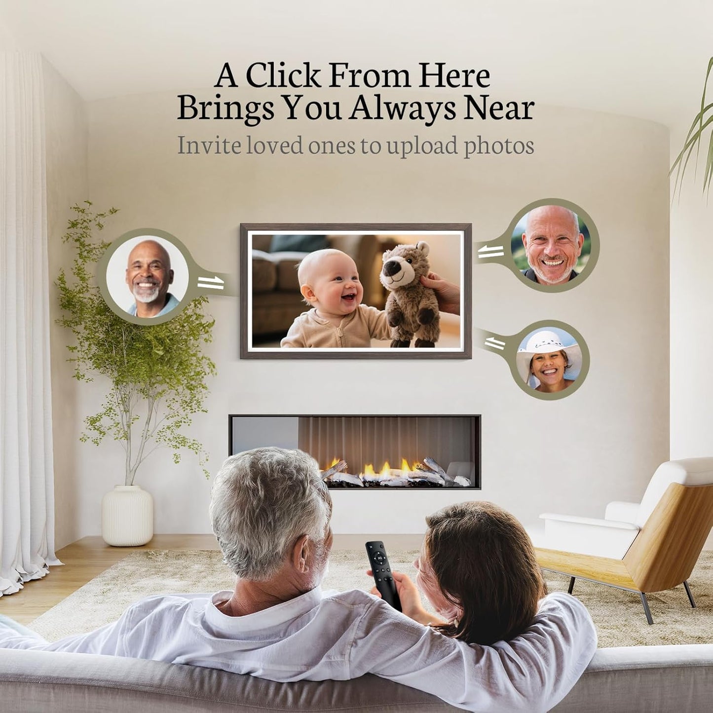 BSIMB Large Digital Picture Frame 27 Inch, 1920x1080 FHD WiFi Digital Photo Frame Electronic 32GB, Wall Mount Included, Share Pictures/Videos via App Easy Setup Gifts for Mom(Non-Touch), Dark Wood