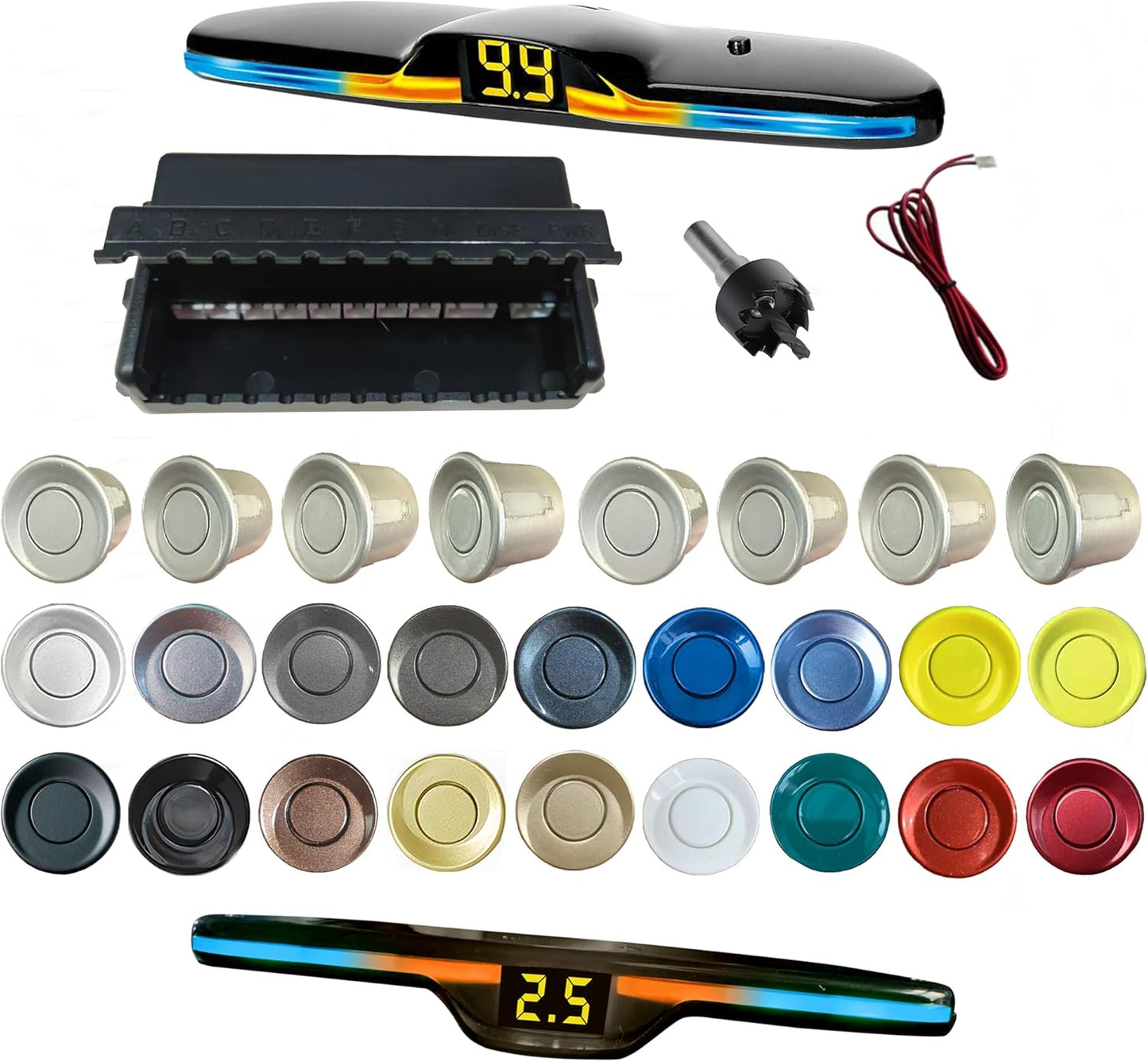 New Features Forward and Reverse Parking sensors, Option to Measure Distance in inches, bidirectional Display Option, and Customizable Digital Direction 18 Color Probes to Choose from(Silver)