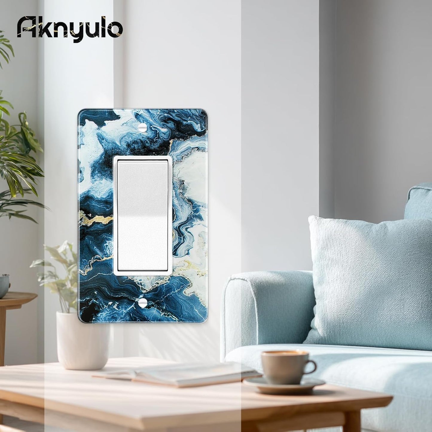 Art Light Switch Covers Luxurious Blue and Gold Marble Acrylic Switch Light Cover Switch Light Cover Durable Decorative Outlet Covers Switch Plates And Outlet Covers