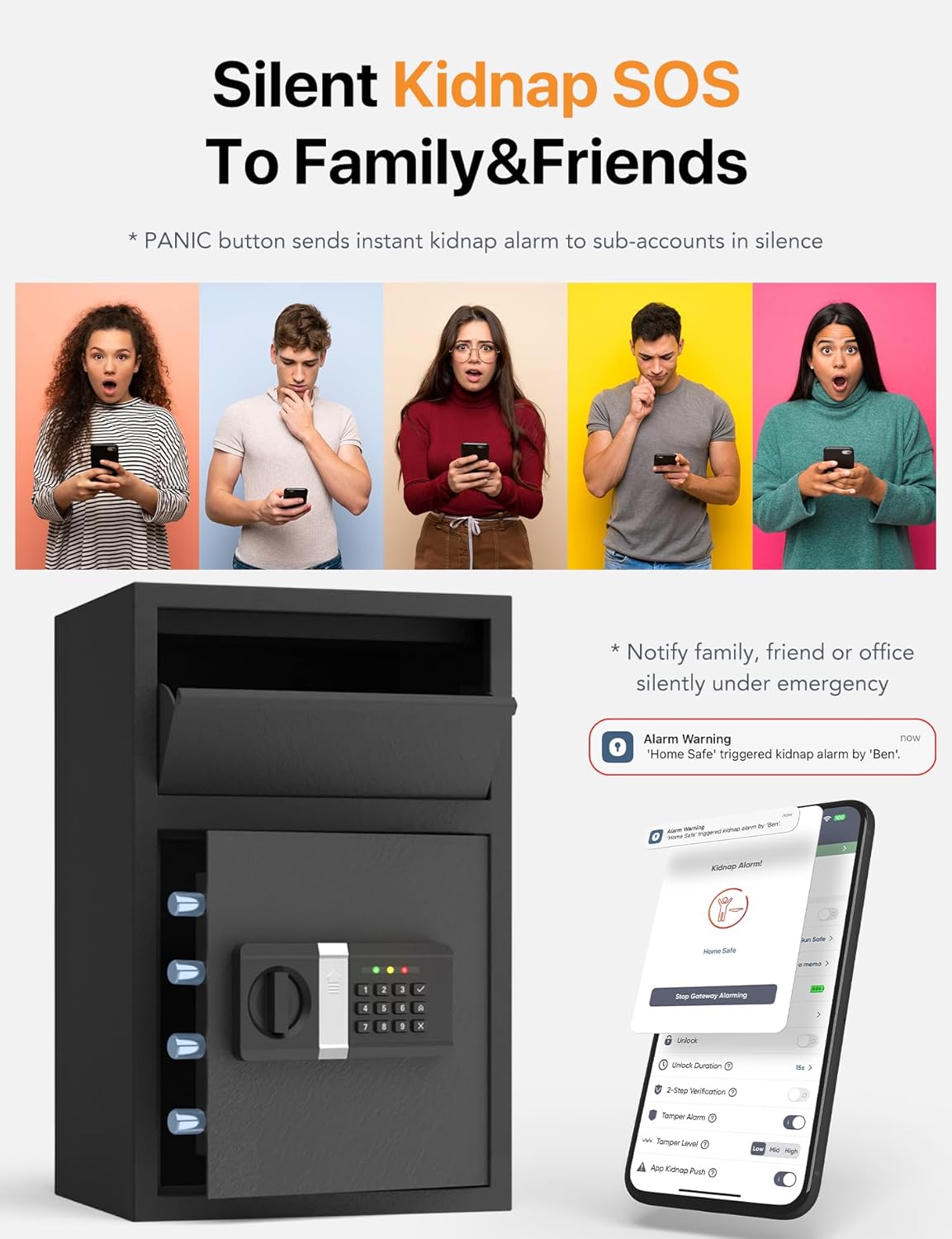 FORFEND Smart Home Safe | WiFi Safe Box App Lock/Alarm | Voice Command, Kidnap Alarm, Tamper Detect, Frozen Mode, Sub Account| Digital Safe Anti Theft