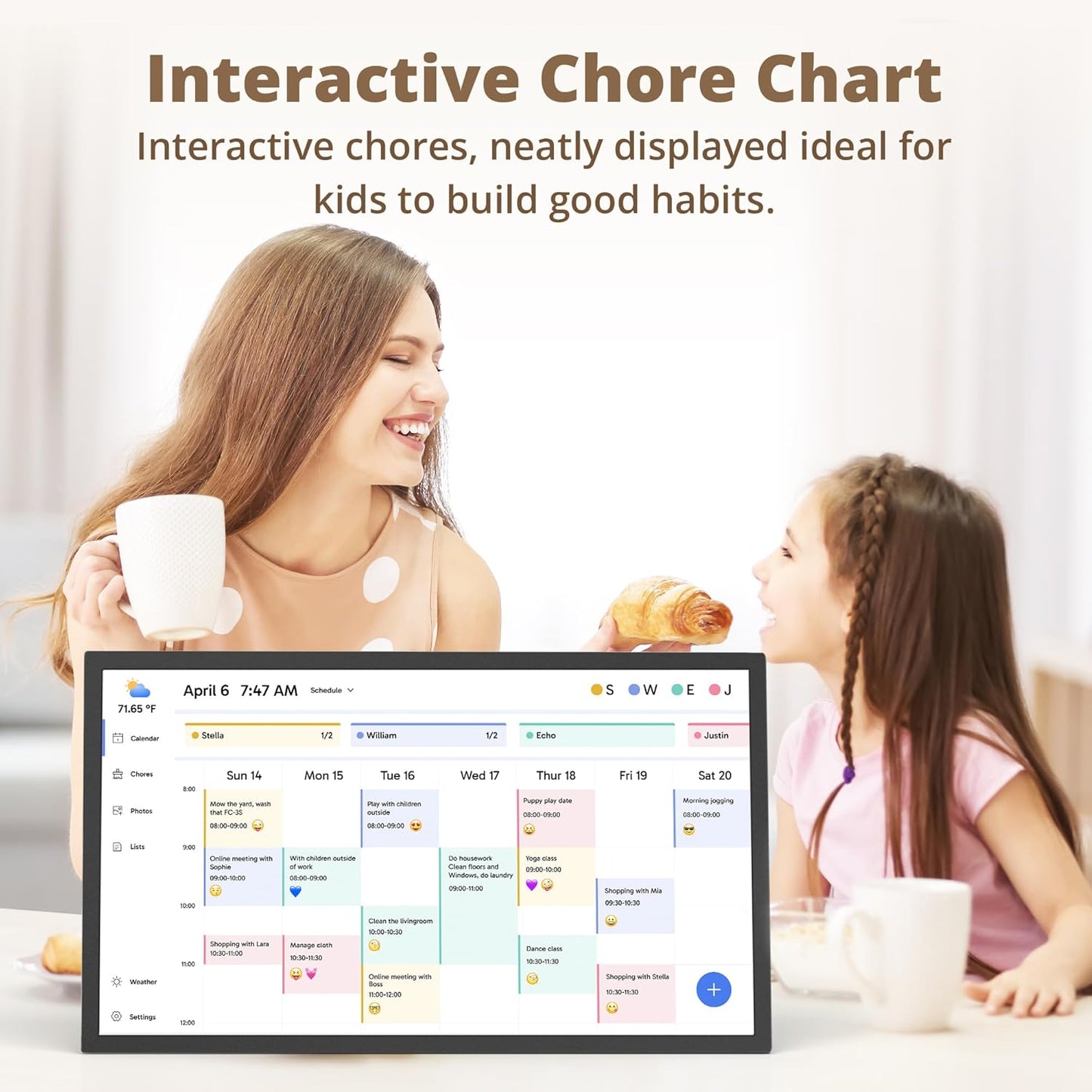 Dragon Touch 27 inch Digital Calendar Chore Chart – Interactive Touchscreen, Smart Family Planner, Hearth Display Desk Digital Calendar Seamless Scheduling Black
