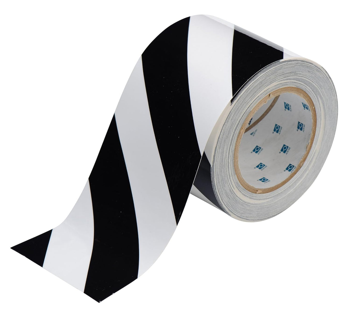 Brady ToughStripe Nonabrasive Diagonal Stripes Floor Marking Tape, 100' Length, 4" Width, Black and White (Pack of 1 Roll)
