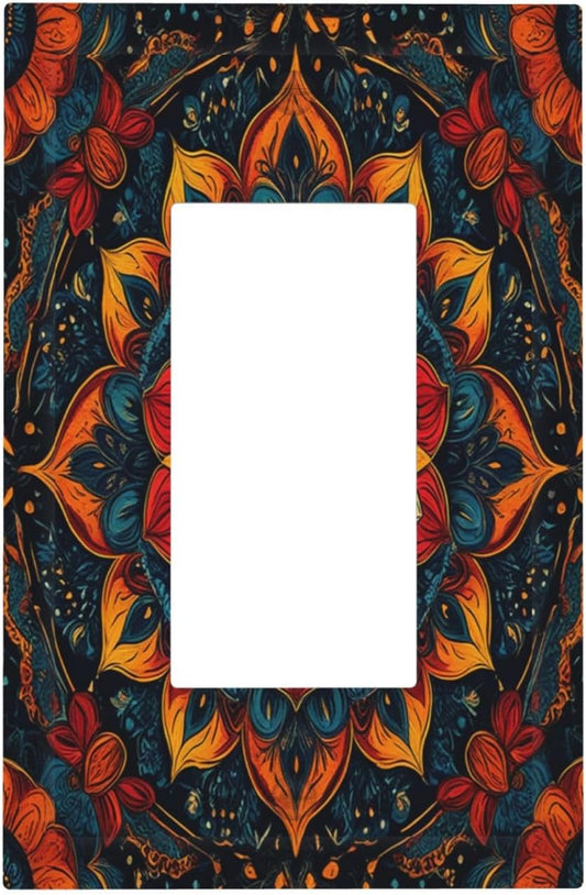 Outlet Covers Boho Colorful Mandala 1 Gang Wall Plates Single Rocker Light Switch Covers Decorative Switch Plates Electrical GFCI Panel Covers for Home Office Decor 5 X 3 IN