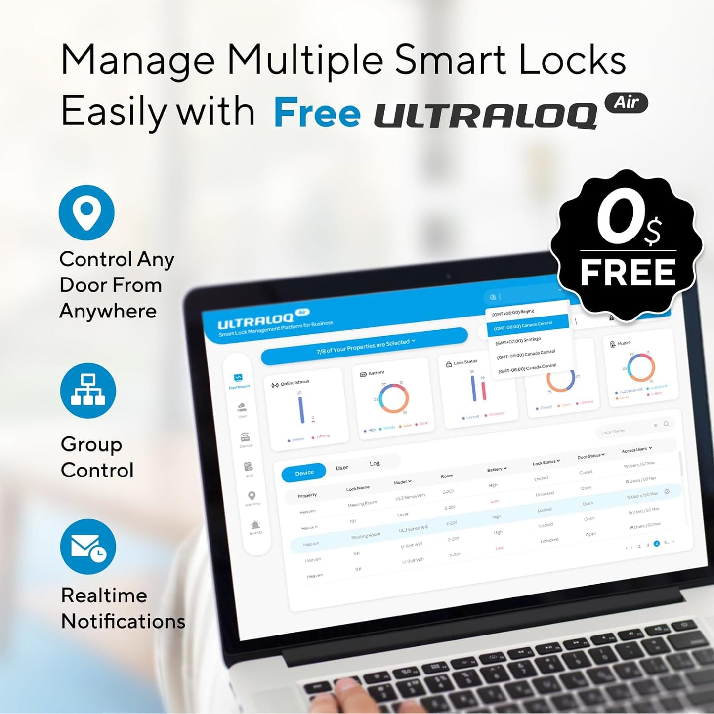 ULTRALOQ U-Bolt Pro WiFi Smart Lock with Door Sensor, 8-in-1 Keyless Entry Door Lock with Fingerprint ID, App Remote Control, Built-in WiFi Keypad Deadbolt, Auto Unlock, IP65 Waterproof, Easy Install
