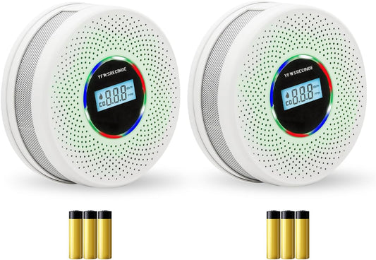 2 Pack Upgraded Combination Smoke and Carbon Monoxide Alarm Detector, Dual Sensor Smoke Alarm&Carbon Monoxide Detector (Includes Battery)