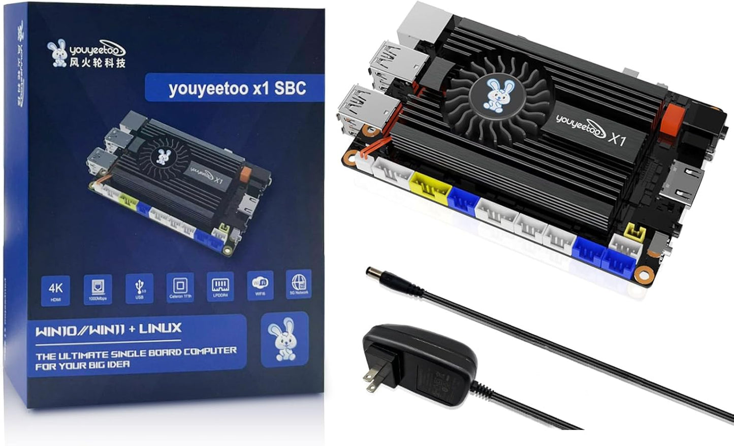 WayPonDEV youyeetoo X1 X86 Single Board Computer - A 64bit Windows 10/11/Linux Mini PC with Celeron N5105 CPU, Support Optional WiFi&BT NFC, PCIE 3.0 M.2 2280 NVMe or SATA SSD (4GB RAM+0GB Storage)