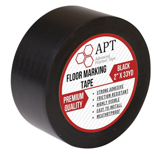 APT, Multi Color Marking Tape, Premium Safety Marking and Dance Floor Splicing Tape, 6 mil Thick (Black, 1 Roll)