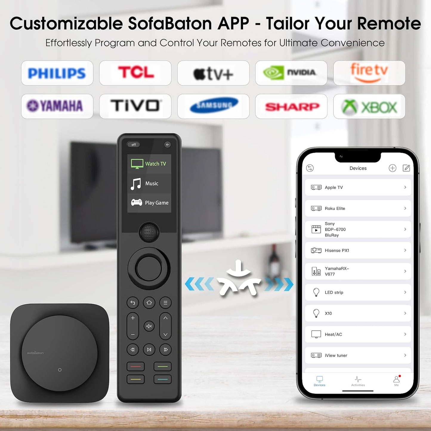 SofaBaton X1S Universal Remote, All in One Universal Remote Control with Hub & APP, One-Touch Activities, Compatible with 60+Devices, IR/Bluetooth/WiFi/Alexa/Google Assistant, Raise to Wake